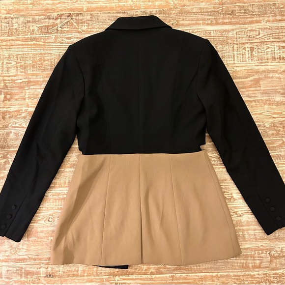 GOOD AMERICAN Side Slit Two Tone Colorblock Belted Blazer | Size 3 (Large) - Picture 3 of 9